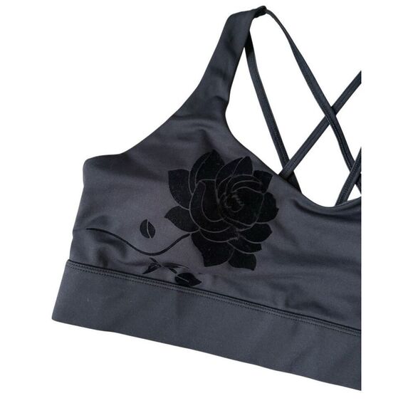 Zyia Active Velvet Floral Light N Tight Strappy Sports Bras size XXXL Black - Picture 6 of 6